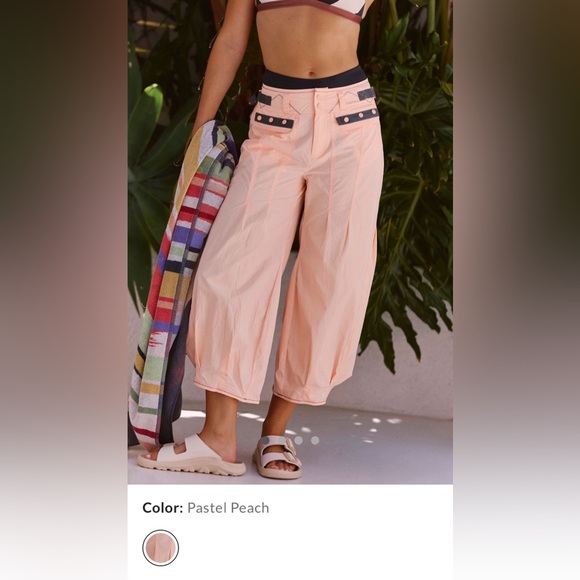 NEW Free People L Elevate Crop Pants NWT Peach Orange Spring Hiking - Picture 5 of 16